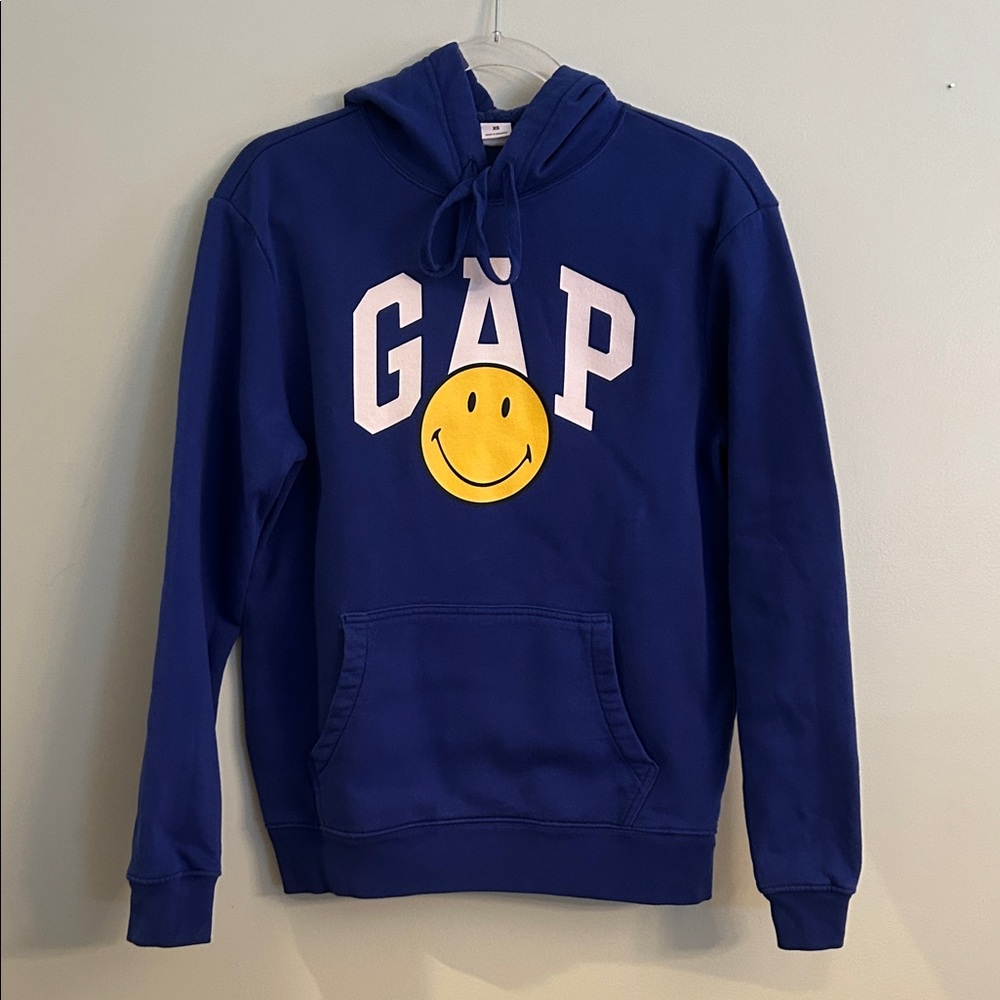 GAP Royal Blue Hoodie with Yellow Smiley